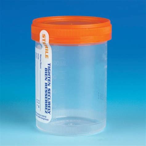 Globe Scientific Urine Collection Container With Orange Screw Cap 4 Oz