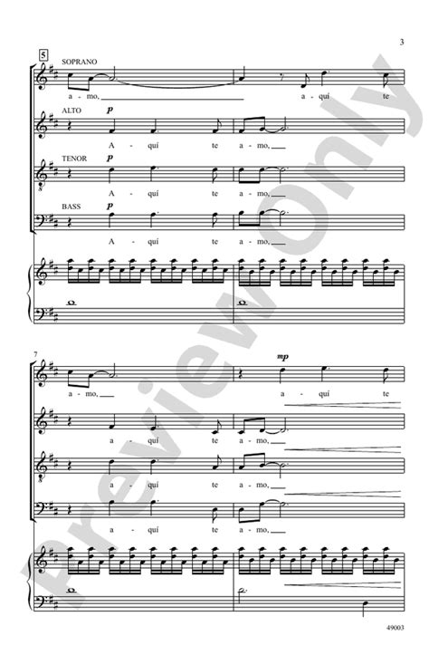 Aquí Te Amo Satb Choral Octavo Bruce W Tippette Digital Sheet