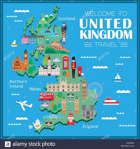 Goruma bank of england london sehenswürdigkeiten. Encantador Reino Unido mapa de viaje con atracciones ...