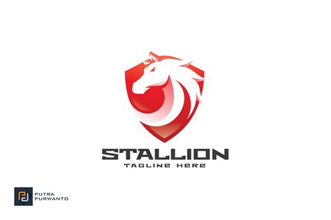 Stallion Shield Logo Template Illustrator Templates ~ Creative Market