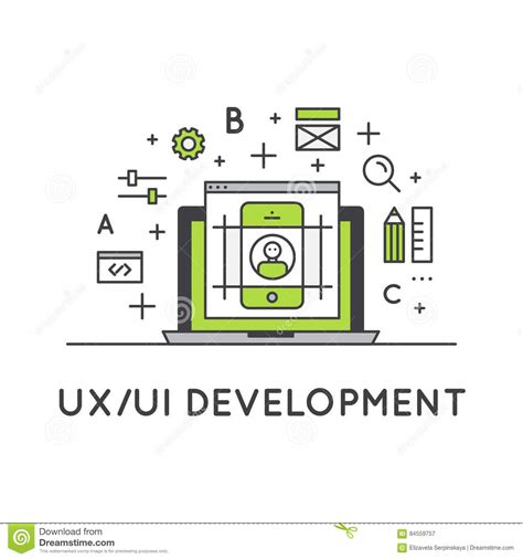 Illustration Of Ux Ui User Interface And User Experience Process Stock
