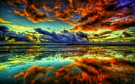 Download Wallpapers Sea Sunset Hdr Beautiful Nature Reflection