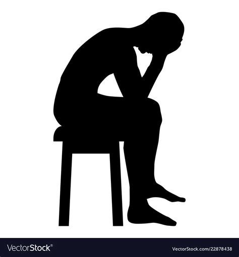 Man Holding His Head Concept Problem Silhouette Vector Image