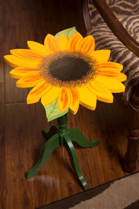 Hand Painted Sunflower Table Side Table Furniture By Harvestime