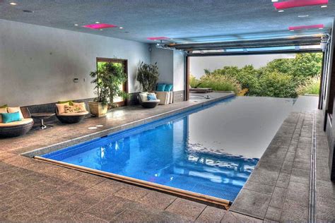 Partial Indoor Infinity Pool With Retractable Door Indoor Outdoor