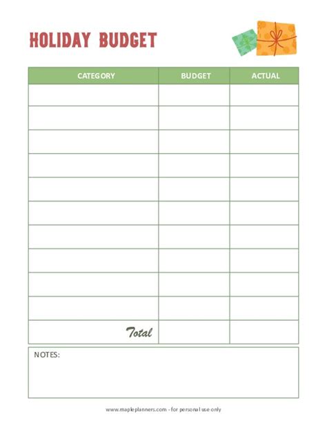 Free Christmas Holiday Budget Worksheet Printable