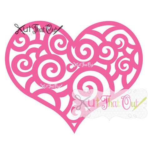 Exclusive Scroll Swirly Heart Valentine Svg And Dxf File Etsy