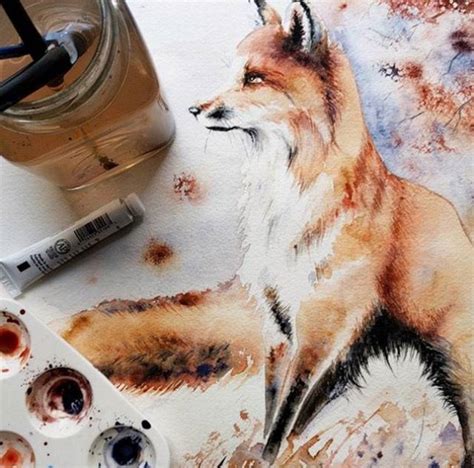 E Ca Fox Art Drawing Watercolor Art Xoxo Painting Instagram