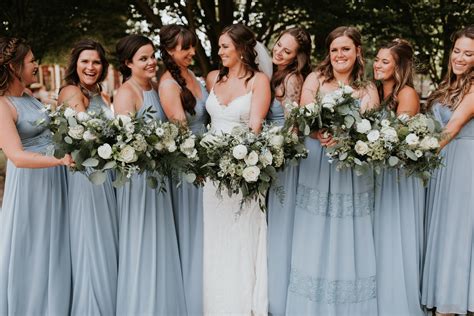 Azazie Dusty Blue Bridesmaid Dresses Blue Wedding Bouquet Blue