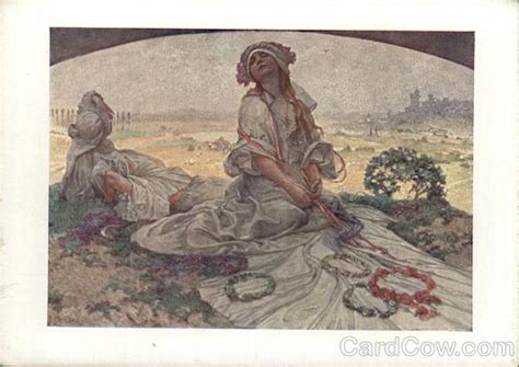 Slovak Peasant Girls Art Nouveau Alphonse Mucha Postcard