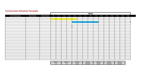 Excel Construction Schedule Template