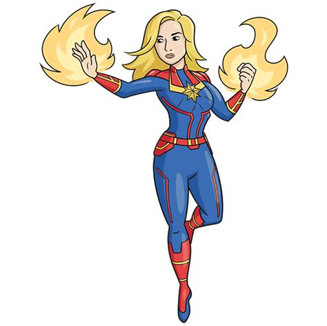How To Draw Captain Marvel Really Easy Drawing Tutorial