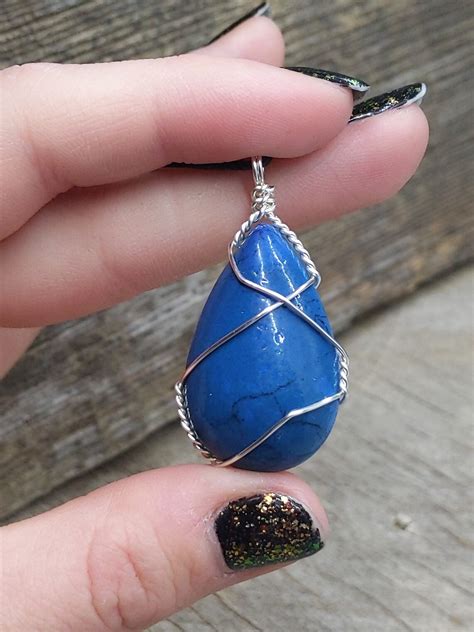 Blue Howlite Adjustable Pendant Necklace Etsy