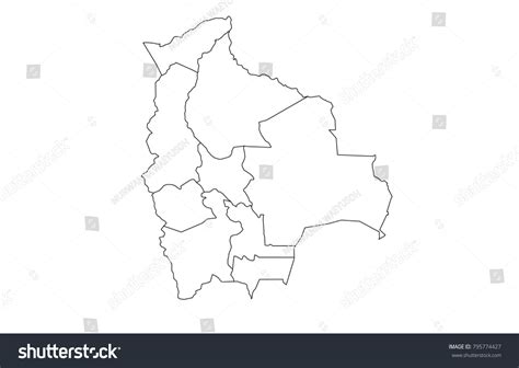 Bolivia Outline Map Detailed Isolated Vector Royalty Free Stock