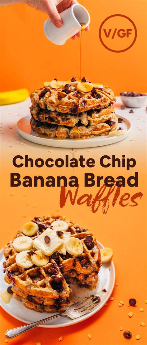 Wholesome ingredients, naturally sweetened, and so delicious! Chocolate Chip Banana Bread Waffles | Minimalist Baker Recipes