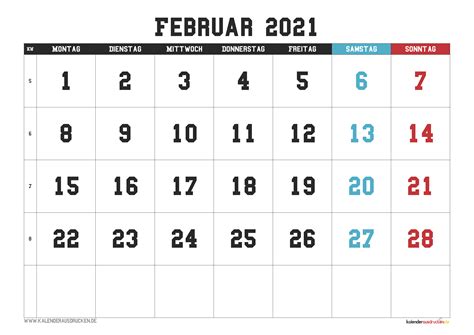 Die verfügbaren dateiformate sind pdf (adobe reader pdf) und jpg (bild). Kalender Februar 2021 zum Ausdrucken mit Ferien - Kalender ...