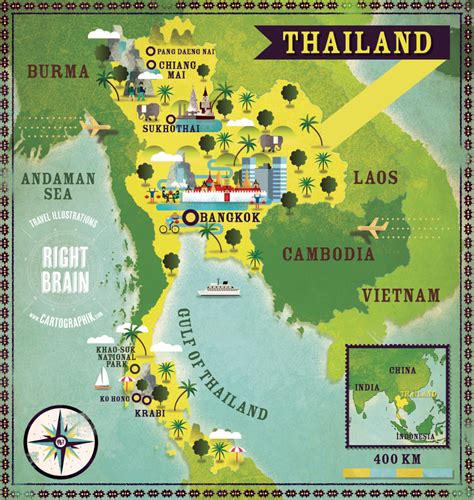 Thailand Map By Cartographic Com Aka Alexandre Verhille Travel Infographic Illustrated Map