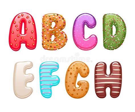 Decorated Sweets Abc Letters Set Stock Vector Illustration Of
