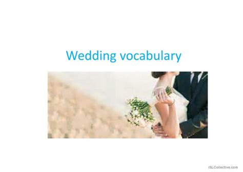 Wedding Vocabulary English Esl Powerpoints