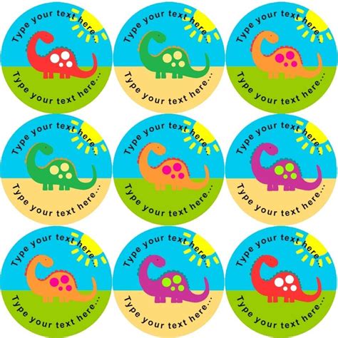 144 Colourful Dinosaurs Themed Personalised Teacher Reward Stickers