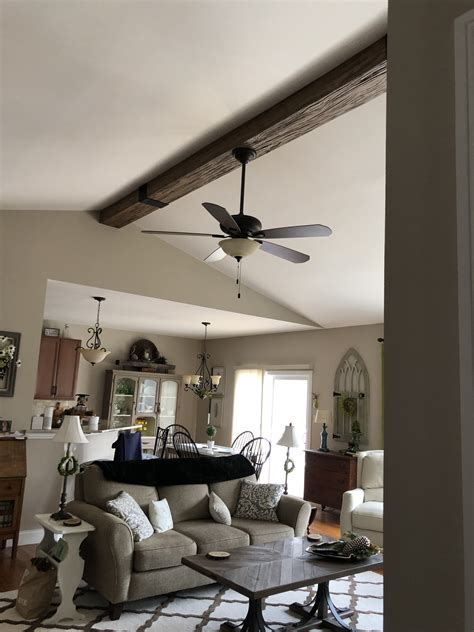Photograph the ceiling you want to install the beam on, print out the picture and draw beam onto it with marker, so you get a visual feel for what the finished project will. Installing a Ceiling Fan Through a Beam - Barron Designs