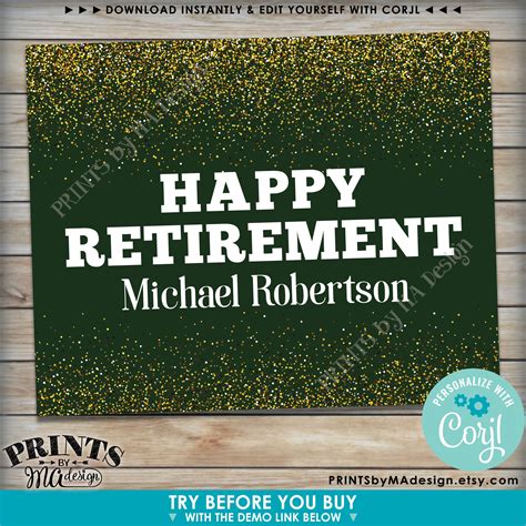 Happy Retirement Sign Retirement Party Decorations Gold Glitter