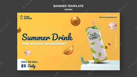 Premium Psd Summer Drinks Pure Refreshment Soda Banner