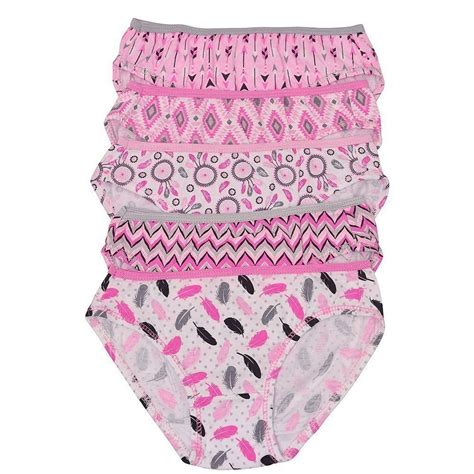 1000 Cute 1000 Cute Girls Underwear 5 Pack Pink Feather Print