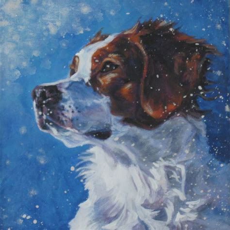 Brittany Spaniel Dog Art Portrait Canvas Print Of Lashepard Etsy