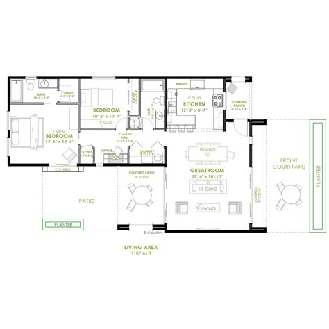 The version shown here has a simple rectangular floor plan of 65 m2 (700 ft2) containing in the past few years, #tiny homes have surged in popularity. Modern 2 Bedroom House Plan | 61custom | Contemporary ...