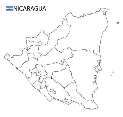 Mapa De Nicaragua Regiones Esquem Ticas Detalladas En Blanco Y Negro