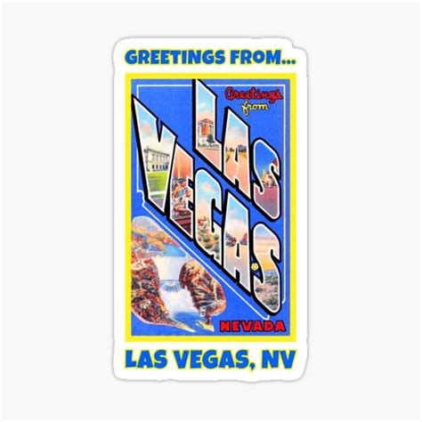 Las Vegas Nevada Postcard Art Greetings From Las Vegas Sticker For