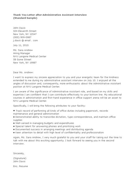 These can also be sent as a typed or handwritten note if a paper thank you note/letter might be better if you're in a very traditional industry (like wedding planning). Administrative Assistant Thank You For The Interview ...
