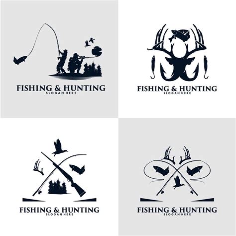 Set Of Hunting And Fishing Logo Design Vector Art At Vecteezy