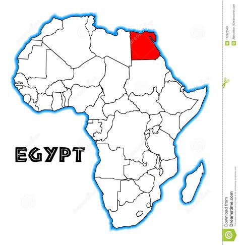 As observed on the map, most of egypt is in africa while a part of it, the sinai peninsula, acts as the land bridge between africa and asia. Egypt Africa Map stock vector. Illustration of white - 112725559