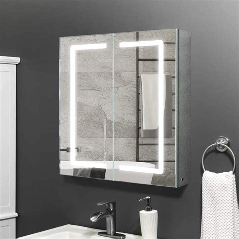 Janboe 600x700x130mm Illuminated Led Mirror Cabinet For Bathroom Made Of Stainless Steel Wall
