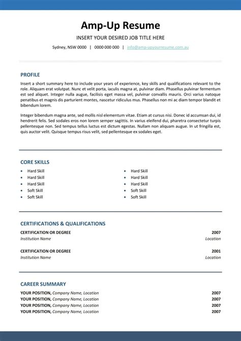 Downloadable Australian Resume Template Amp Up Your Resume Resume