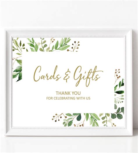 Check spelling or type a new query. Garden wedding cards and gifts sign printable, greenery ...