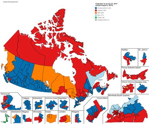 Reimbursements for political parties and candidates Canadian Federal Election polling projection as of July ...