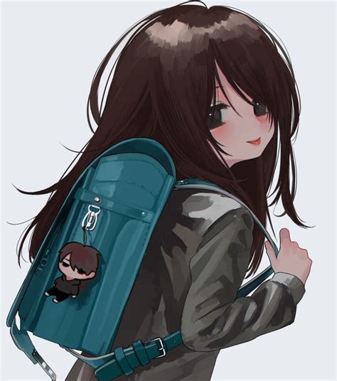 Honnryou Hanaru Original Highres 1girl P Backpack Bag Blush
