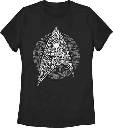 Womens Star Trek Starfleet Icon Collage T Shirt Black Large