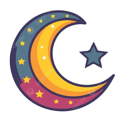 Ikon Bulan Sabit Dan Bintang Yang Lucu Vektor Bulan Sabit Ramadhan