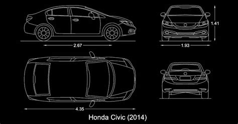 Cad Blocks Honda Civic Car Dwg 2d Cadblocksdwg