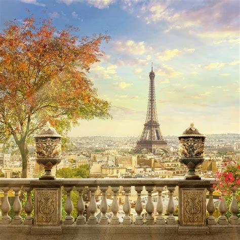 Lfeey 7x7ft Paris Eiffel Tower Backdrop Vintage Balcony