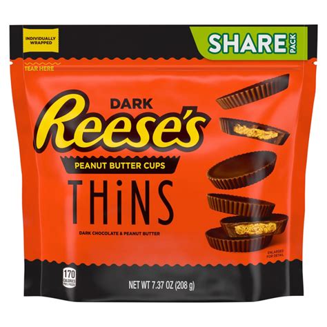 save on reese s thins dark chocolate and peanut butter cups candy share pack order online delivery