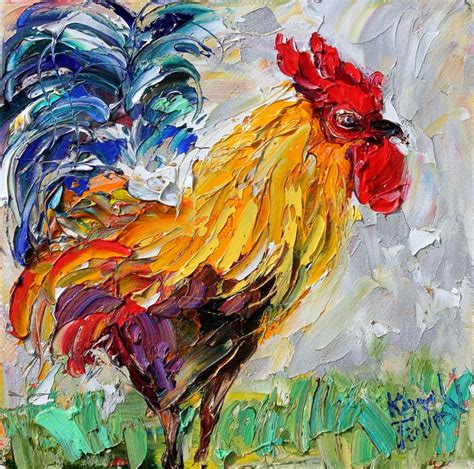 Original Oil Rooster Chicken Palette Knife Painting Impasto On Etsy