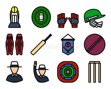 Cricket Icon Set Stock Vector Illustration Of Shape 239473615