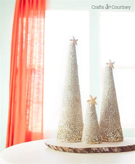 Christmas Craft Diy Coastal Glitter Christmas Trees
