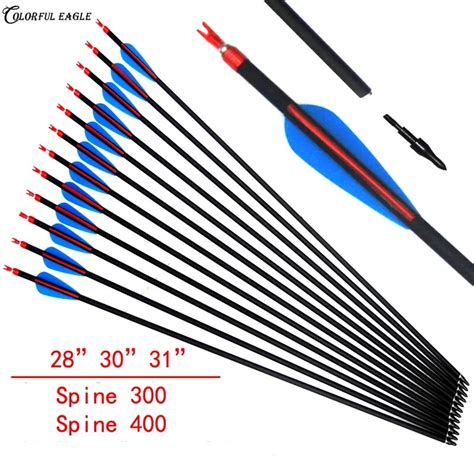 283031 Inches Spine 300 400 Pure Carbon Arrow Hunting Archery Blue