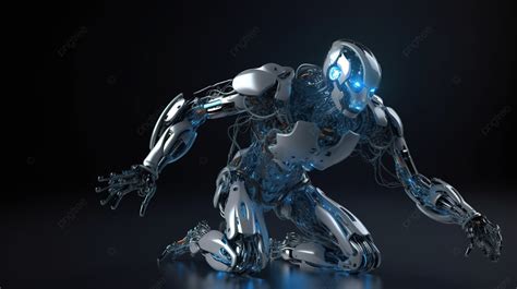 إنسان آلي سريع الحركة أو سايبورغ في عرض ثلاثي الأبعاد بشري روبوت